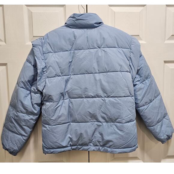 We Wore What Puffer Jacket with Removable Sleeves Oversized Size XS Blue New - Picture 5 of 7